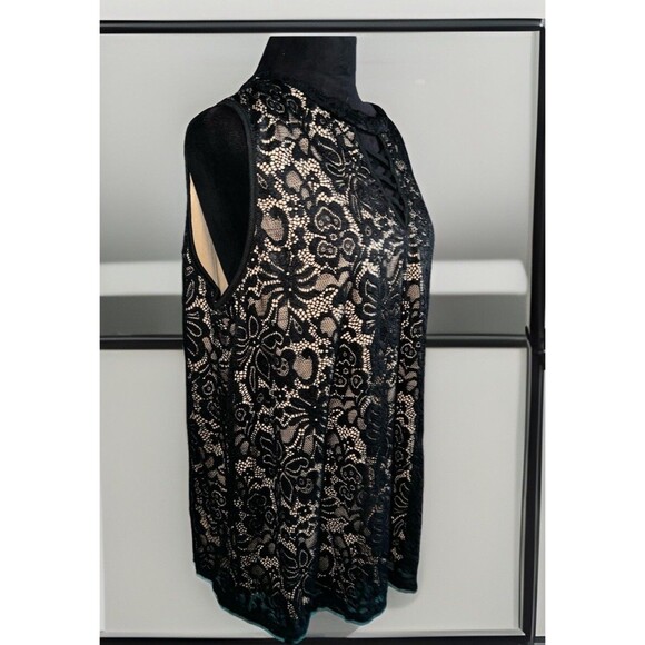LIBERTY LOVE Black Lace Sleeveless Blouse V Neck Size 2XL NWT - Picture 4 of 8